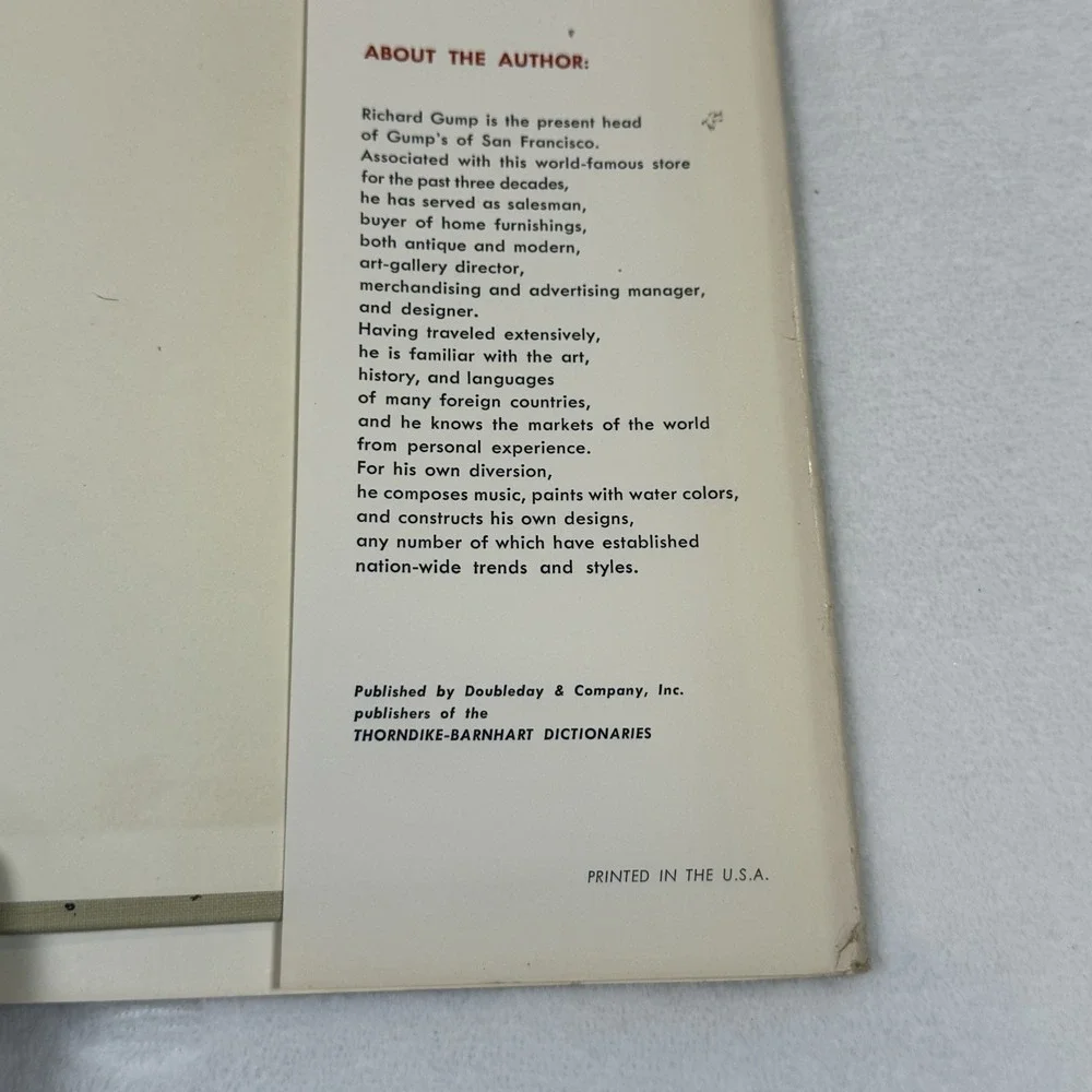 Good Taste Costs No More Richard Gump 1951 1st Edition Gump’s San Francisco DJ